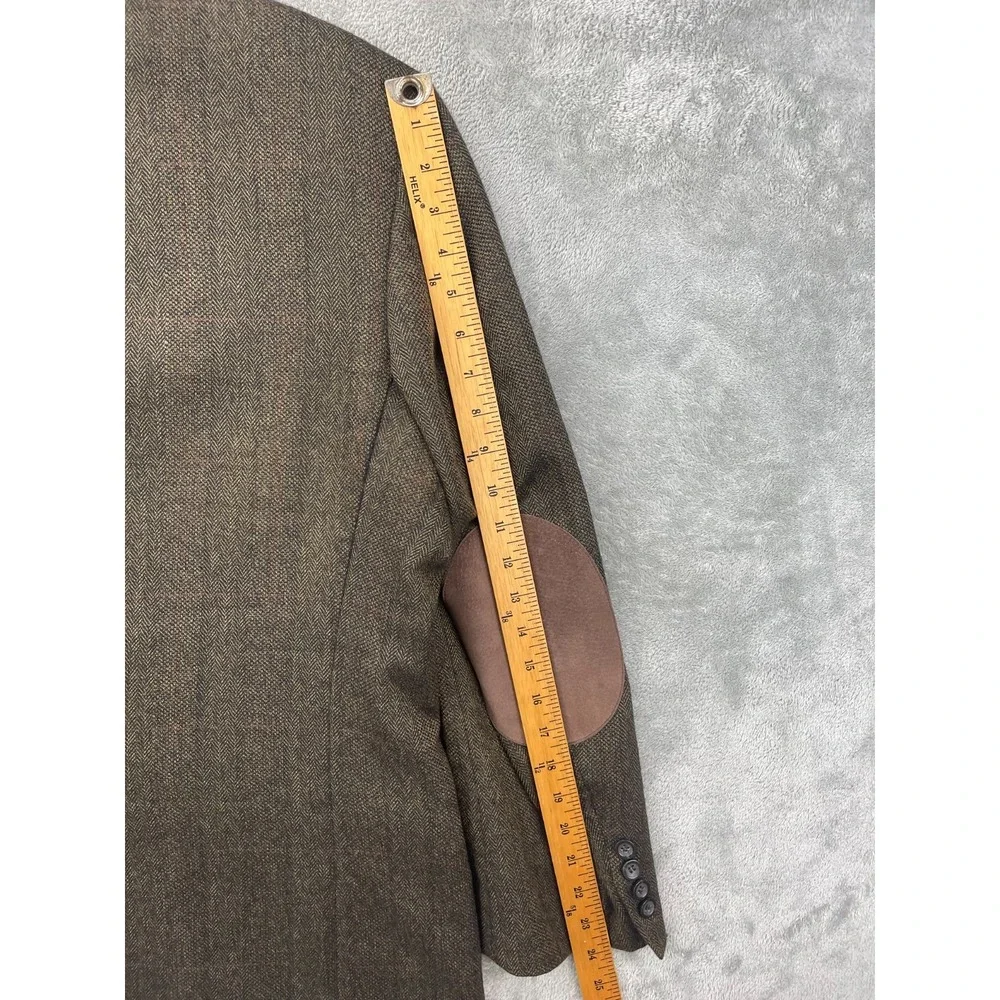 Oscar de la Renta‎ Men's Blazer 46R Brown Elbow Patch Lambswool Sport Coat